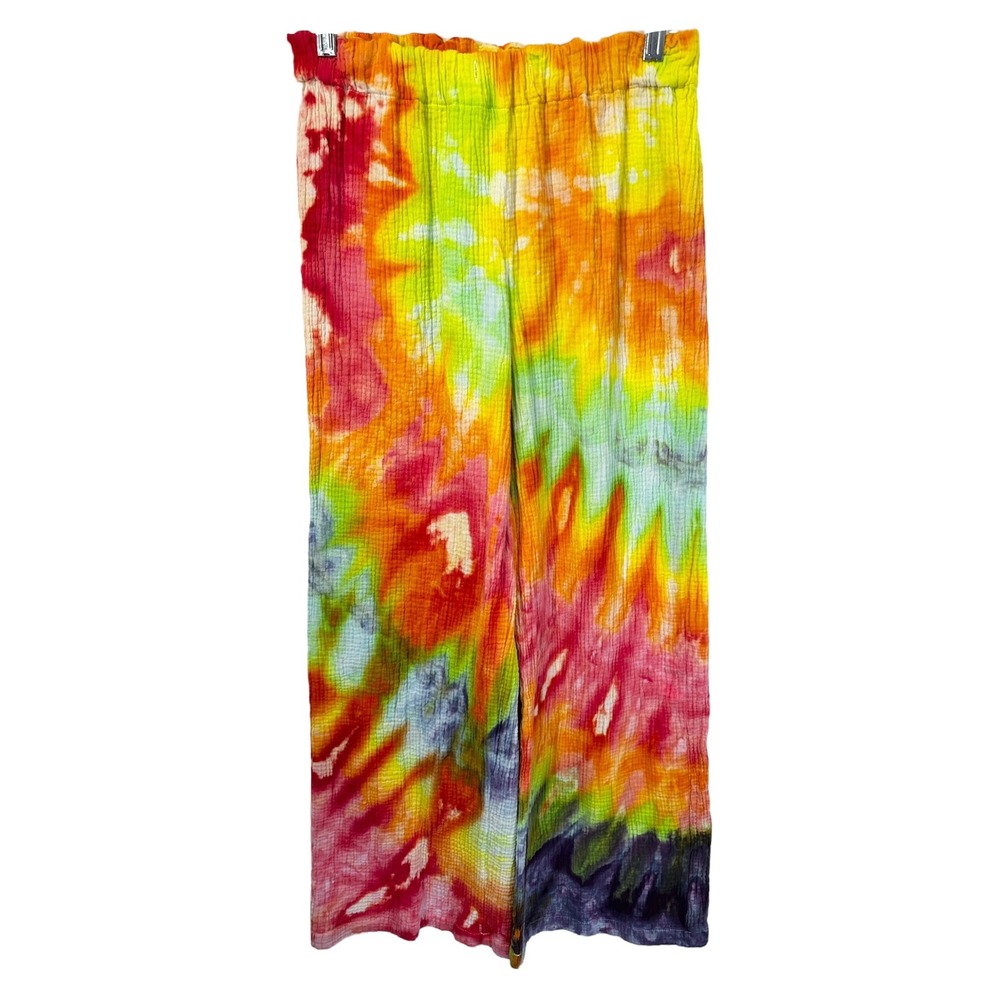 4OUR DREAMERS Medium Gauzy Pants Handmade Tie‎ Dye Elastic Pull On Spiral 901